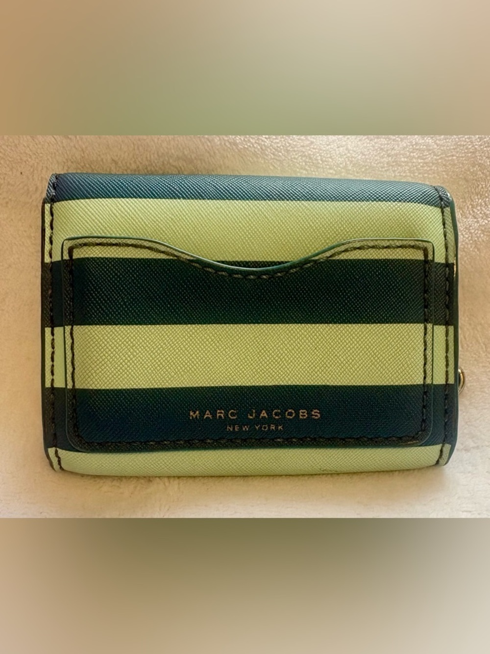 Marc Jacobs Striped Green & Teal Card Holder Wallet